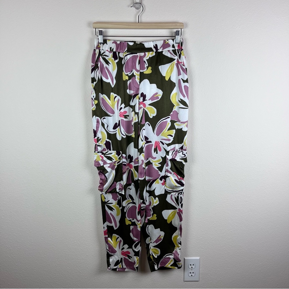 Autograph satin floral cargo pants
